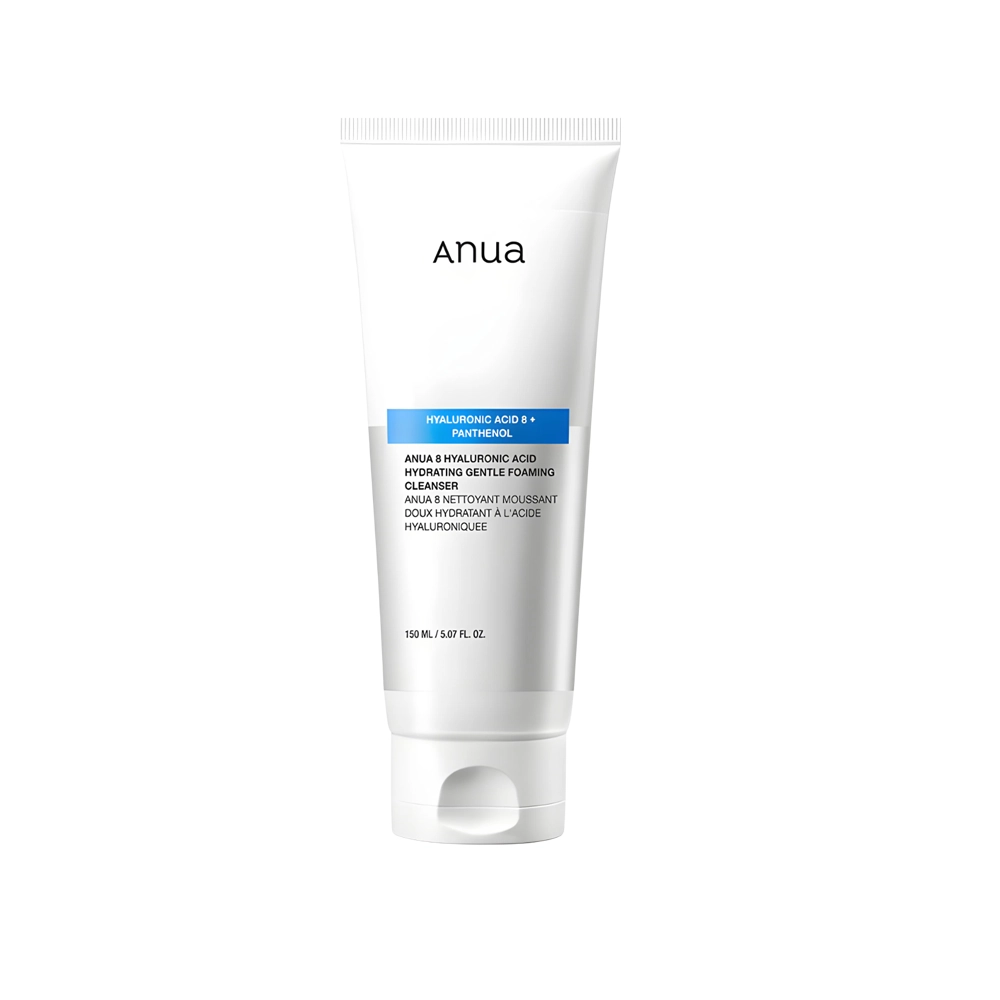 فوم شستشوی صورت هیالورونیک اسید و پنتنول آنوا مدل Anua Hyaluronic Acid 8 + Panthenol Hydrating Gentle Foaming Cleanser